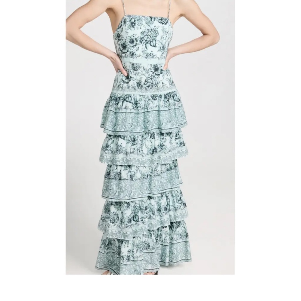 Alice and Olivia Floral Tiered Maxi Dress in Blue